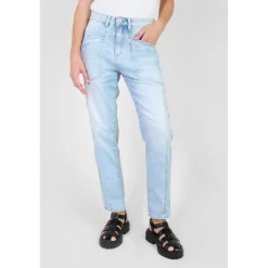 Jeans loose, large 400/60 girlfriend taille haute, longueur 34 bleu Gigi