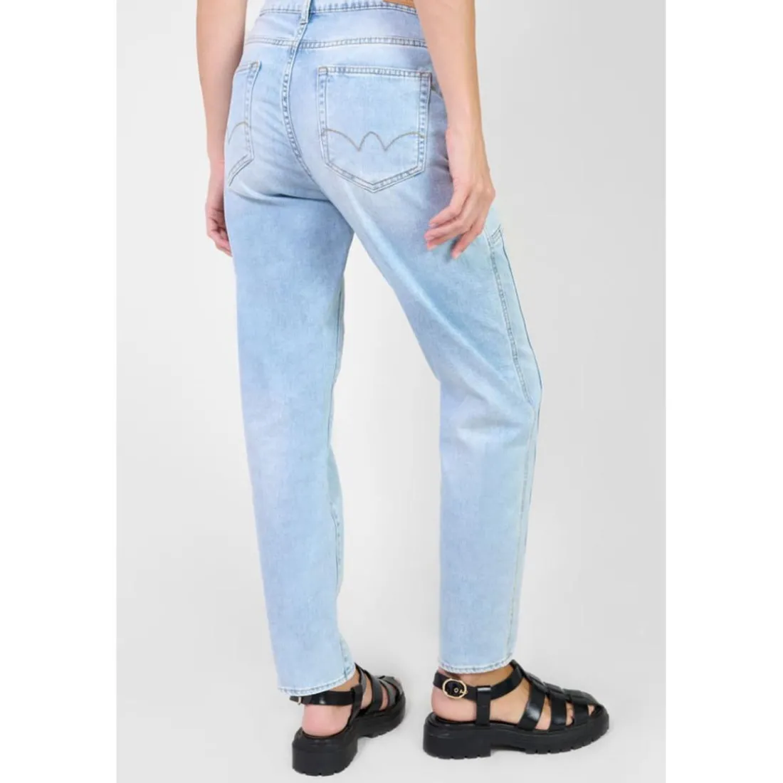 Jeans loose, large 400/60 girlfriend taille haute, longueur 34 bleu Gigi