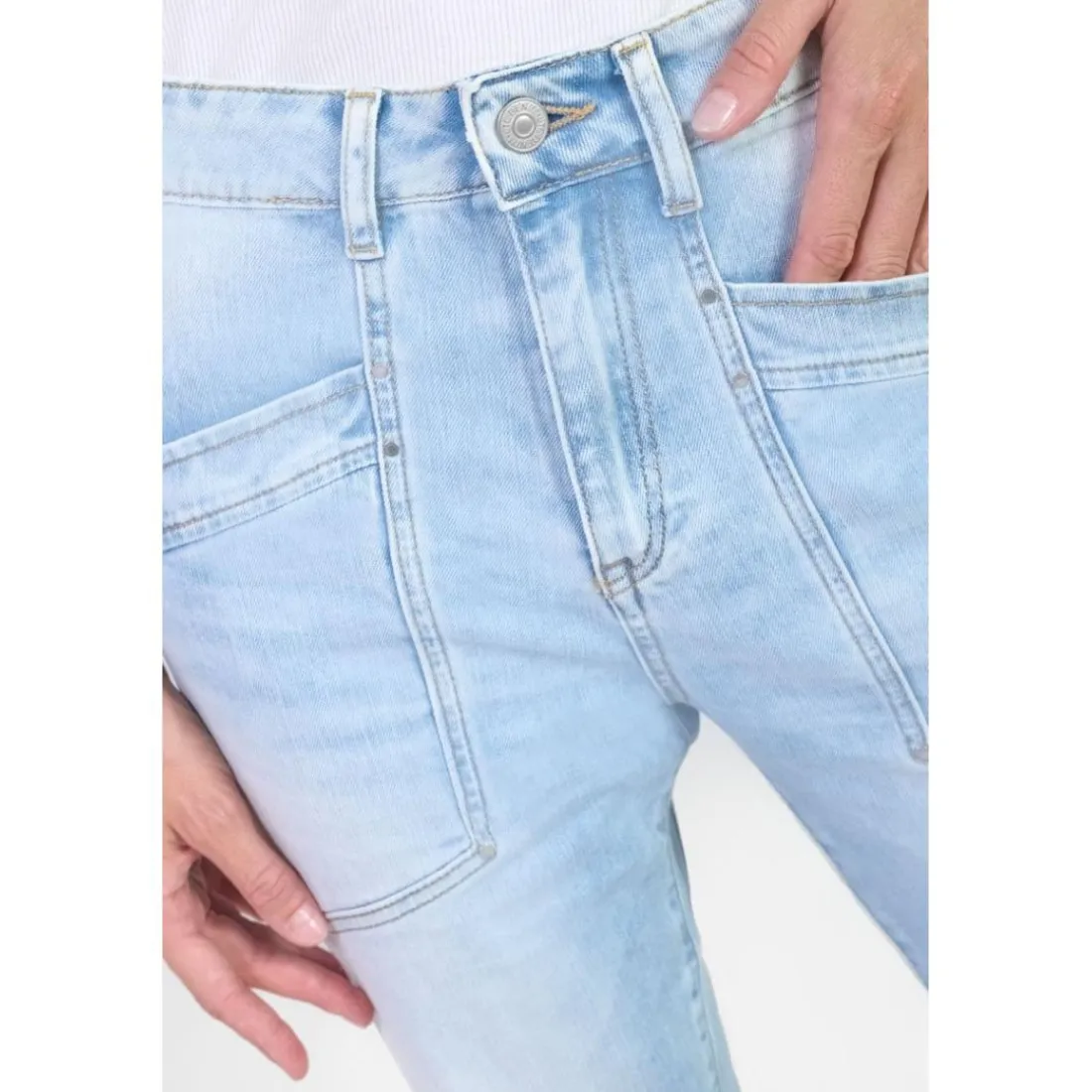 Jeans loose, large 400/60 girlfriend taille haute, longueur 34 bleu Gigi