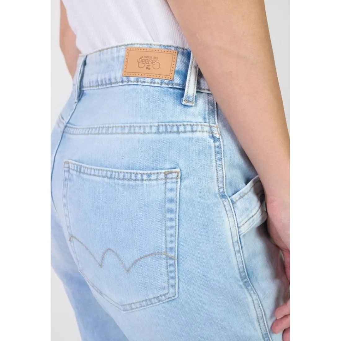 Jeans loose, large 400/60 girlfriend taille haute, longueur 34 bleu Gigi