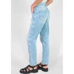 Jeans loose, large 400/60 girlfriend taille haute, 7/8ème UNION bleu en coton Jade
