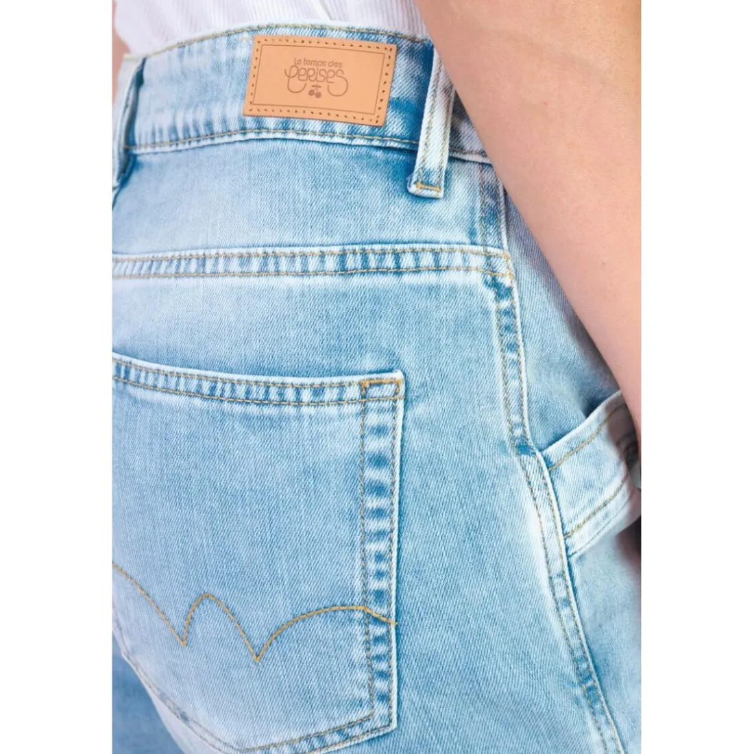 Jeans loose, large 400/60 girlfriend taille haute, 7/8ème UNION bleu en coton Jade