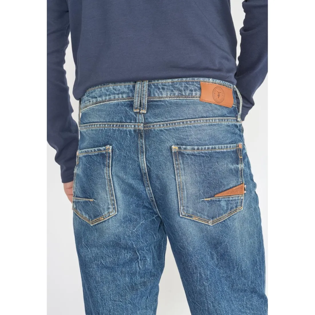 Jeans loose, large 1998, 7/8ème bleu en coton Luca