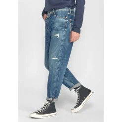 Jeans loose, large 1998, 7/8ème bleu en coton Luca