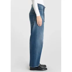 Jeans loose, large balloon taille haute, longueur 34 bleu Gwen