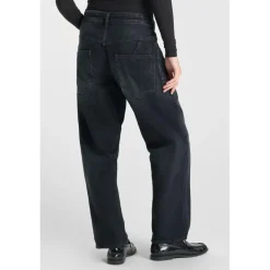 Jeans loose, large balloon taille haute, longueur 34 bleu en coton Alia