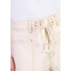 Jeans loose, large balloon taille haute, longueur 34 blanc Luna