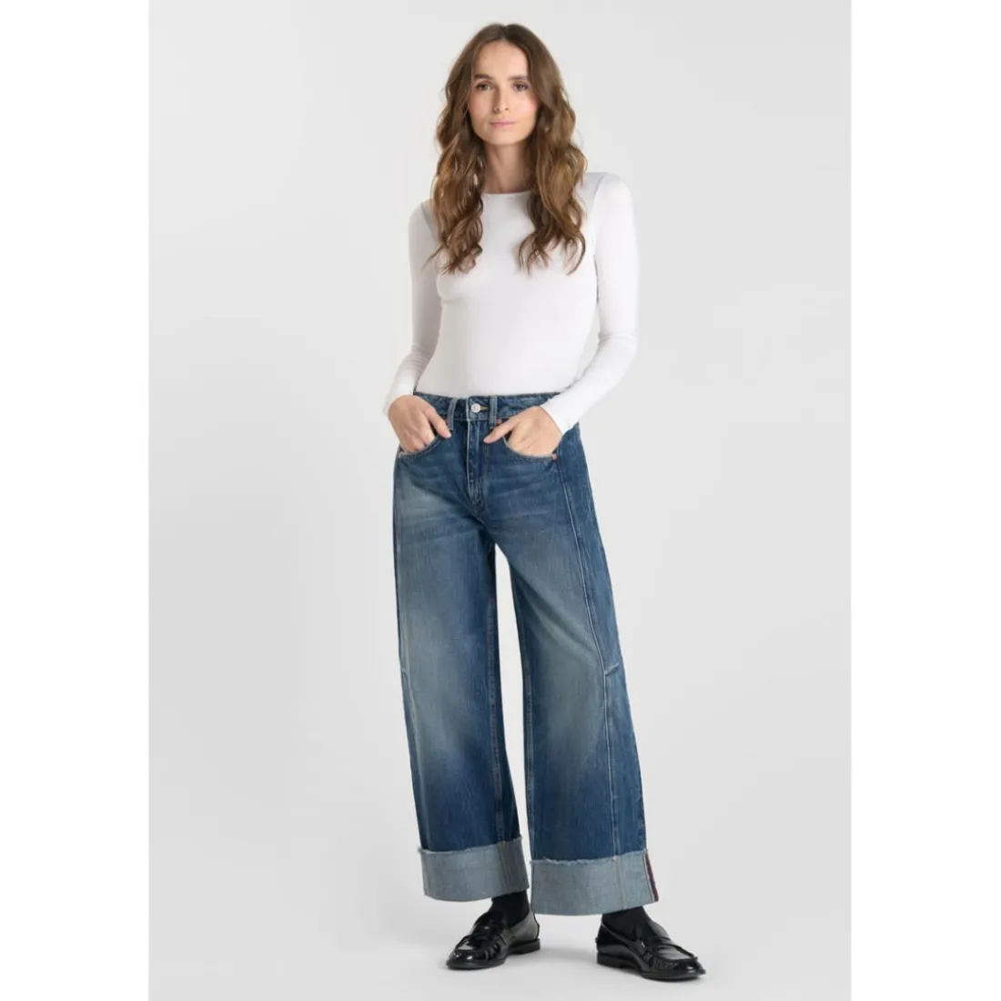 Jeans loose, large LEAL, longueur 34 bleu en coton Page