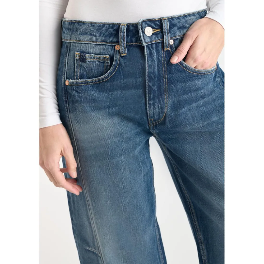 Jeans loose, large LEAL, longueur 34 bleu en coton Page