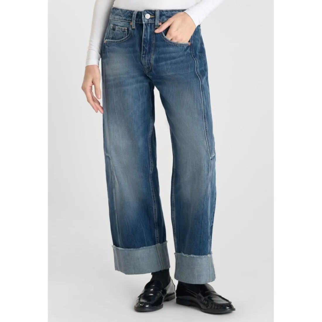 Jeans loose, large LEAL, longueur 34 bleu en coton Page
