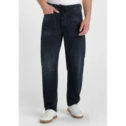 Jeans loose, large loose, longueur 34 bleu Aron en coton