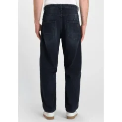 Jeans loose, large loose, longueur 34 bleu Aron en coton