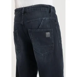 Jeans loose, large loose, longueur 34 bleu Aron en coton