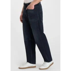 Jeans loose, large loose, longueur 34 bleu Aron en coton