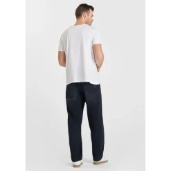 Jeans loose, large loose, longueur 34 bleu Aron en coton