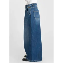 Jeans loose, large LOUVY, longueur 34 bleu Lola en coton