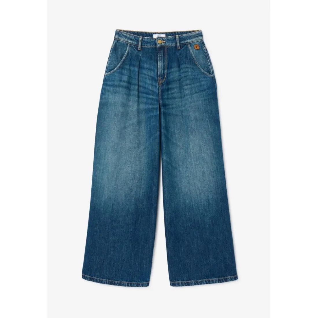 Jeans loose, large LOUVY, longueur 34 bleu Lola en coton