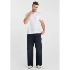 Jeans loose, large LUDOLF, longueur 34 bleu Karl en coton