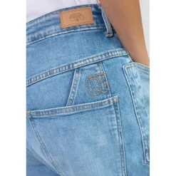 Jeans loose, large MADIE, longueur 34 bleu en cuir Willa