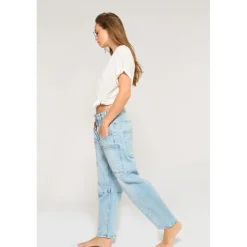 Jeans loose, large MADIENEO, longueur 34 bleu Lise