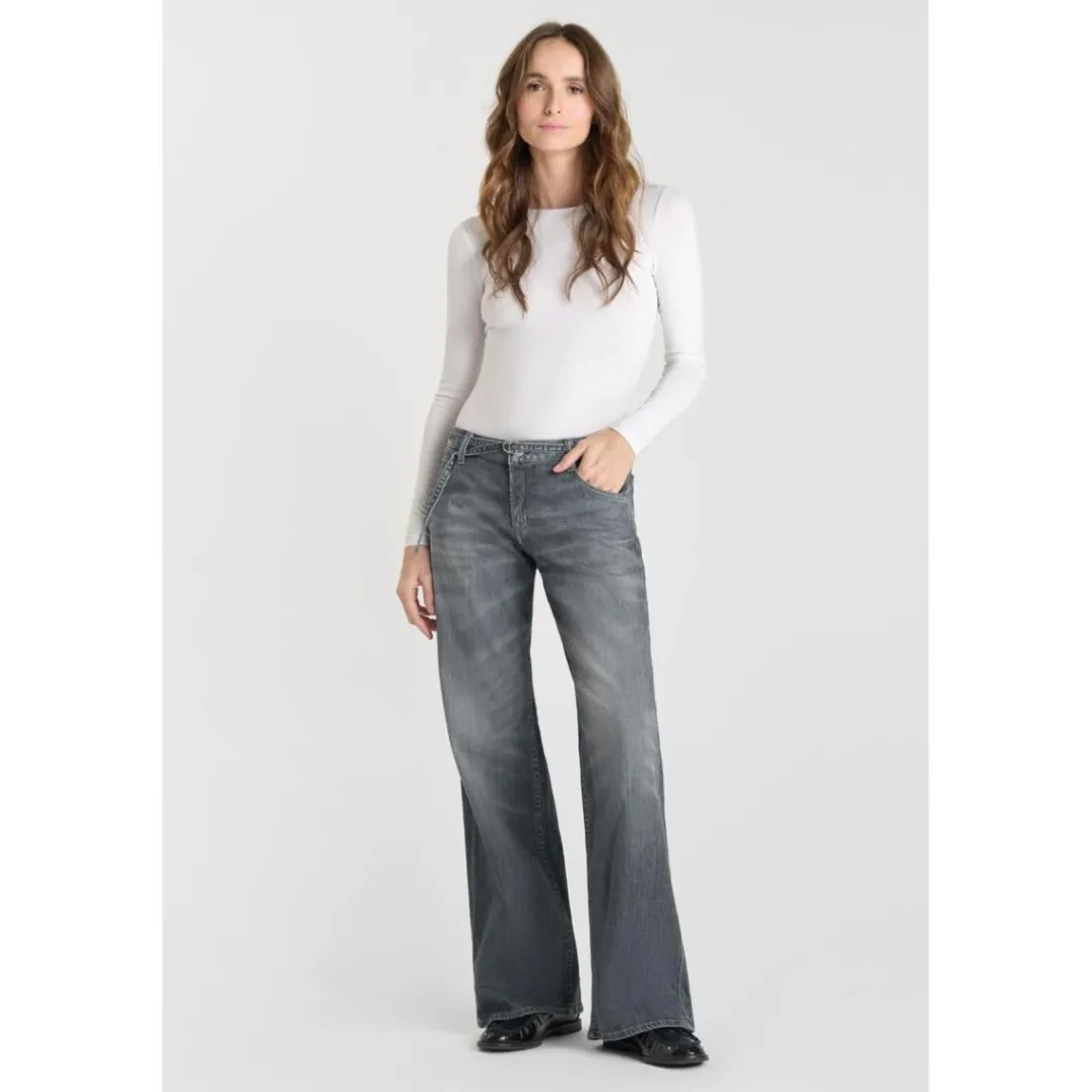 Jeans loose, large wide leg , longueur 34 gris Gwen