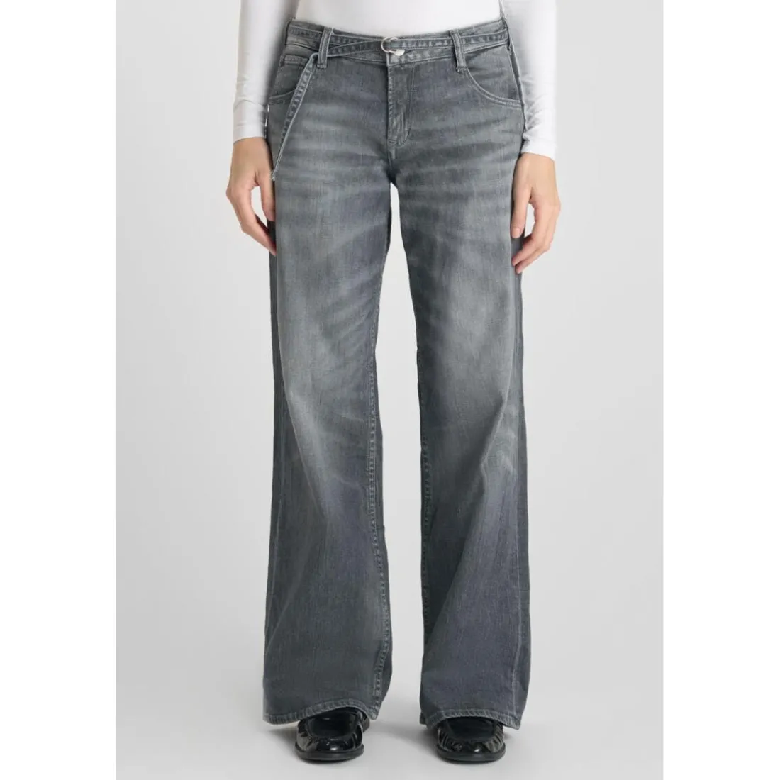 Jeans loose, large wide leg , longueur 34 gris Gwen