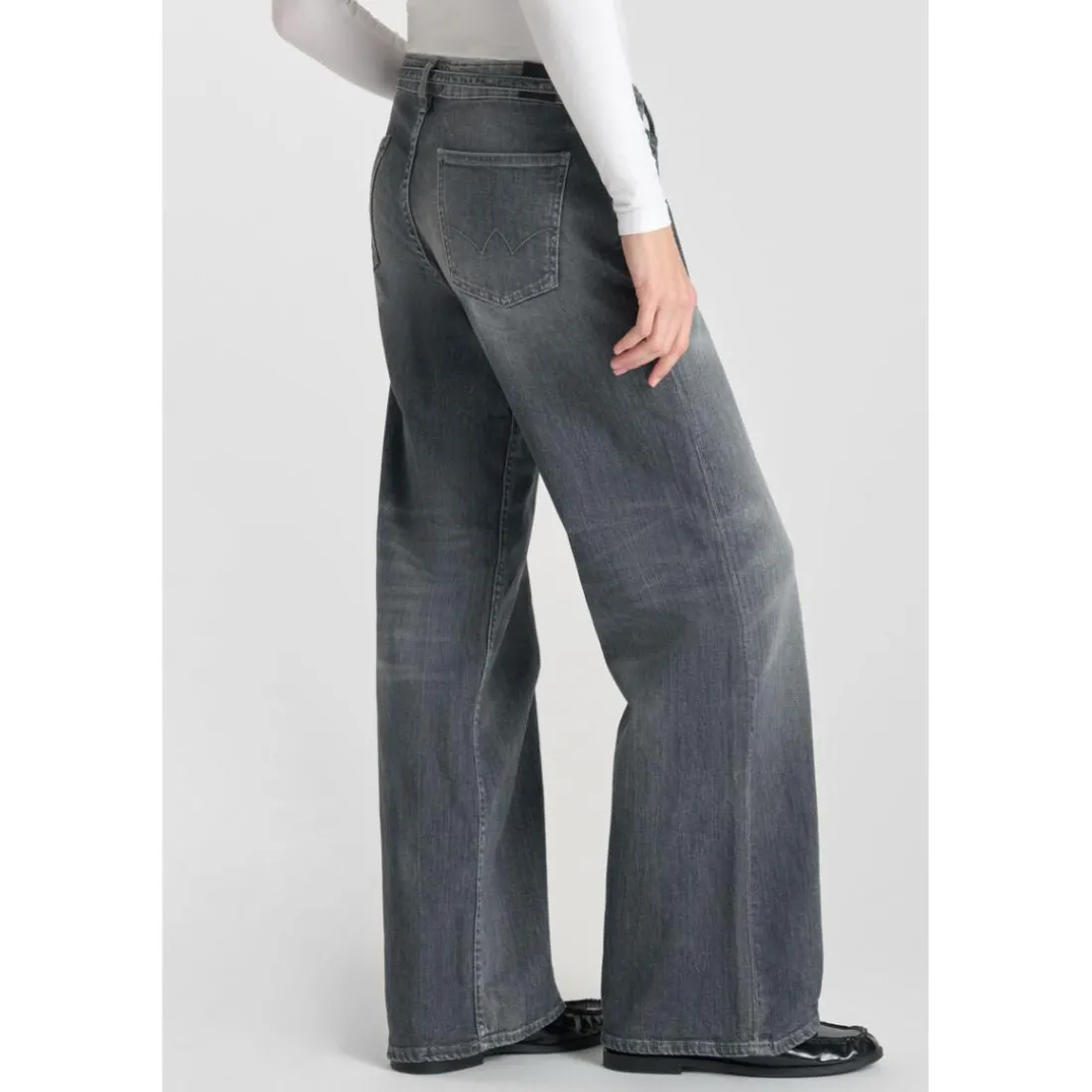 Jeans loose, large wide leg , longueur 34 gris Gwen