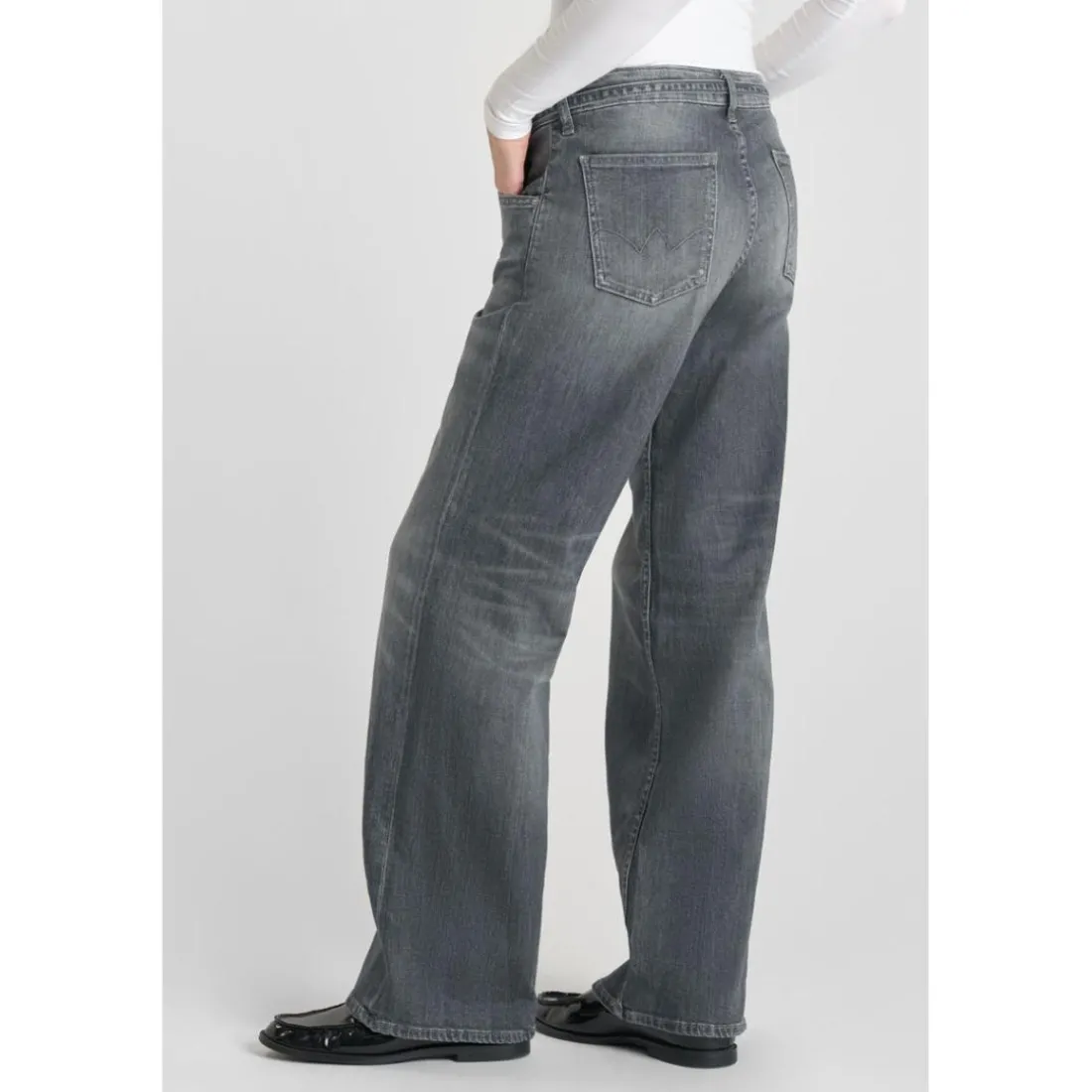 Jeans loose, large wide leg , longueur 34 gris Gwen