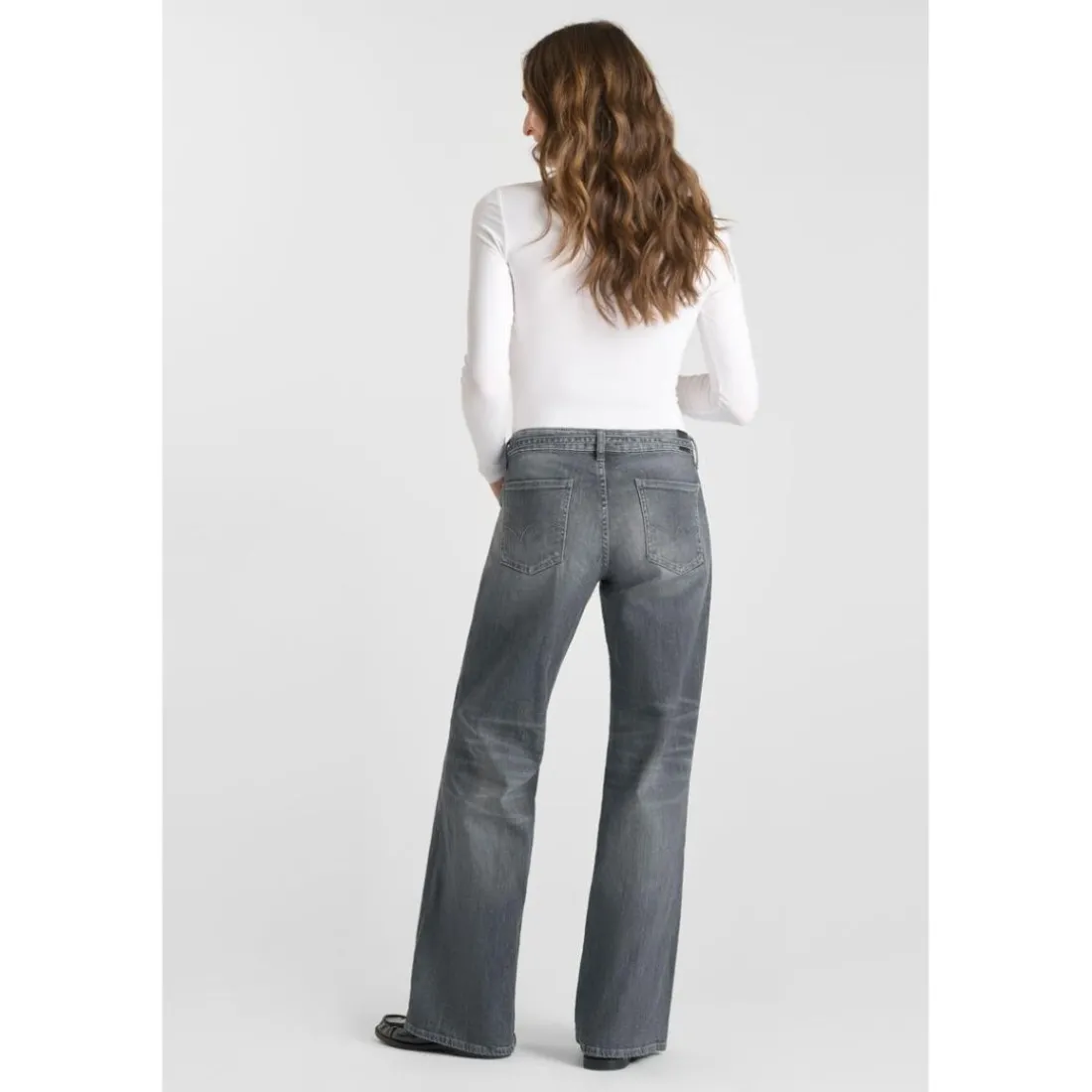 Jeans loose, large wide leg , longueur 34 gris Gwen