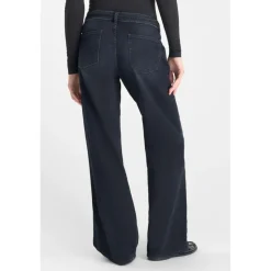 Jeans loose, large wide leg , longueur 34 bleu en coton Liz