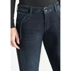 Jeans loose, large wide leg , longueur 34 bleu en coton Liz