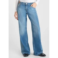 Jeans loose, large wide leg , longueur 34 bleu Gwen