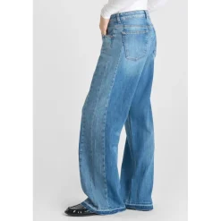 Jeans loose, large wide leg , longueur 34 bleu Gwen