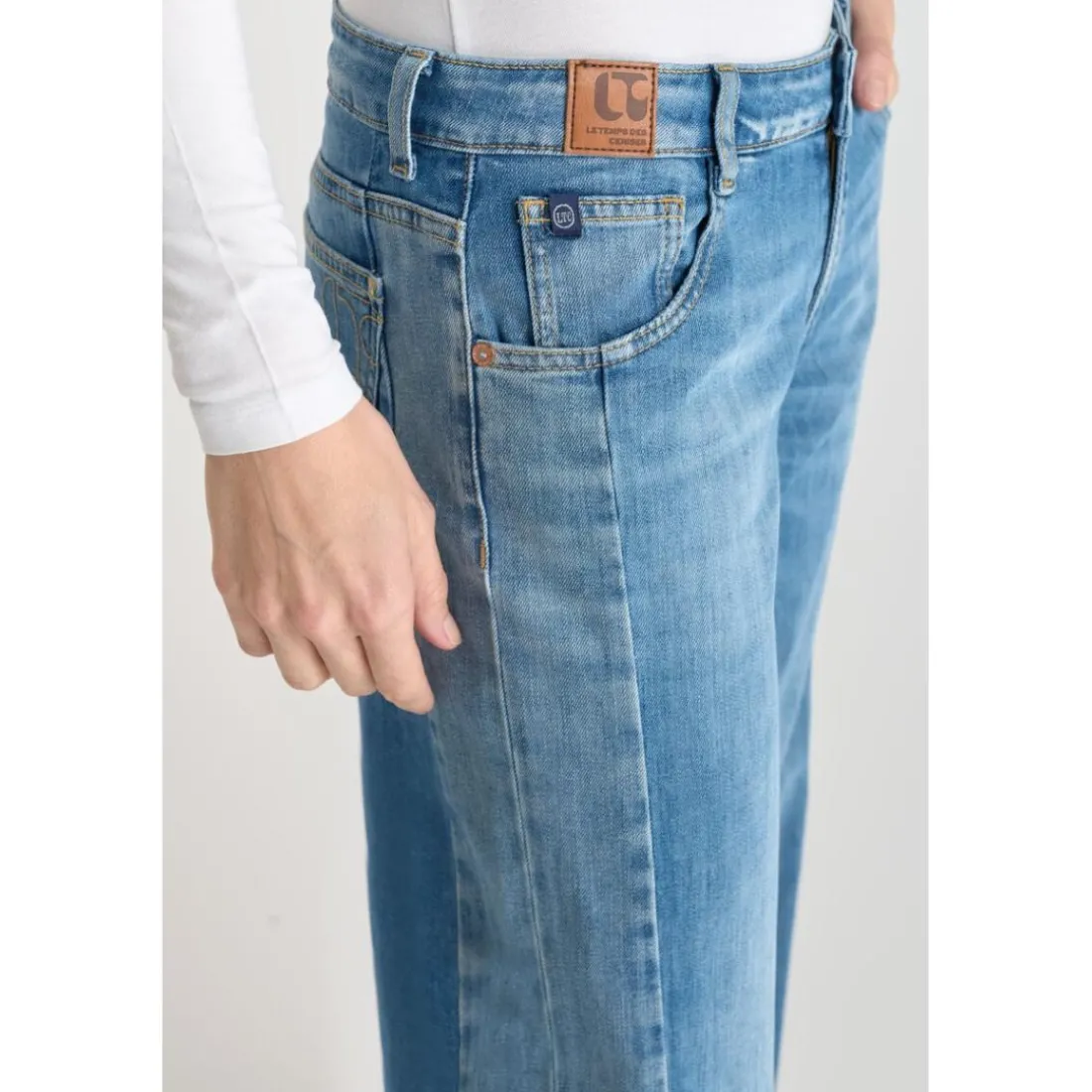 Jeans loose, large wide leg , longueur 34 bleu Gwen
