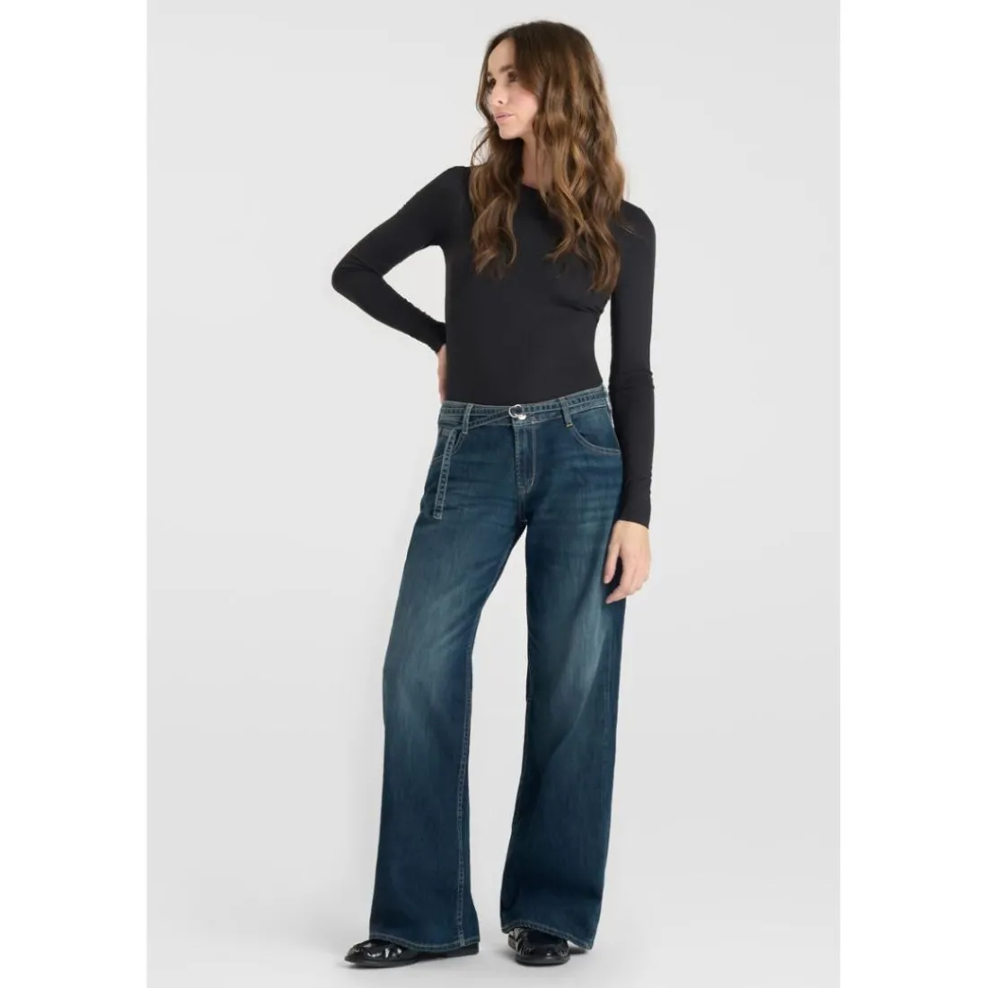 Jeans loose, large wide leg , longueur 34 bleu Maya