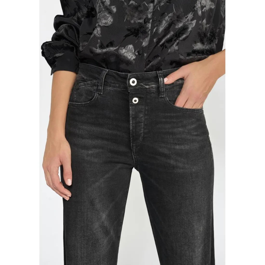 Jeans Lux 400/19 mom taille haute noir N°1 en coton