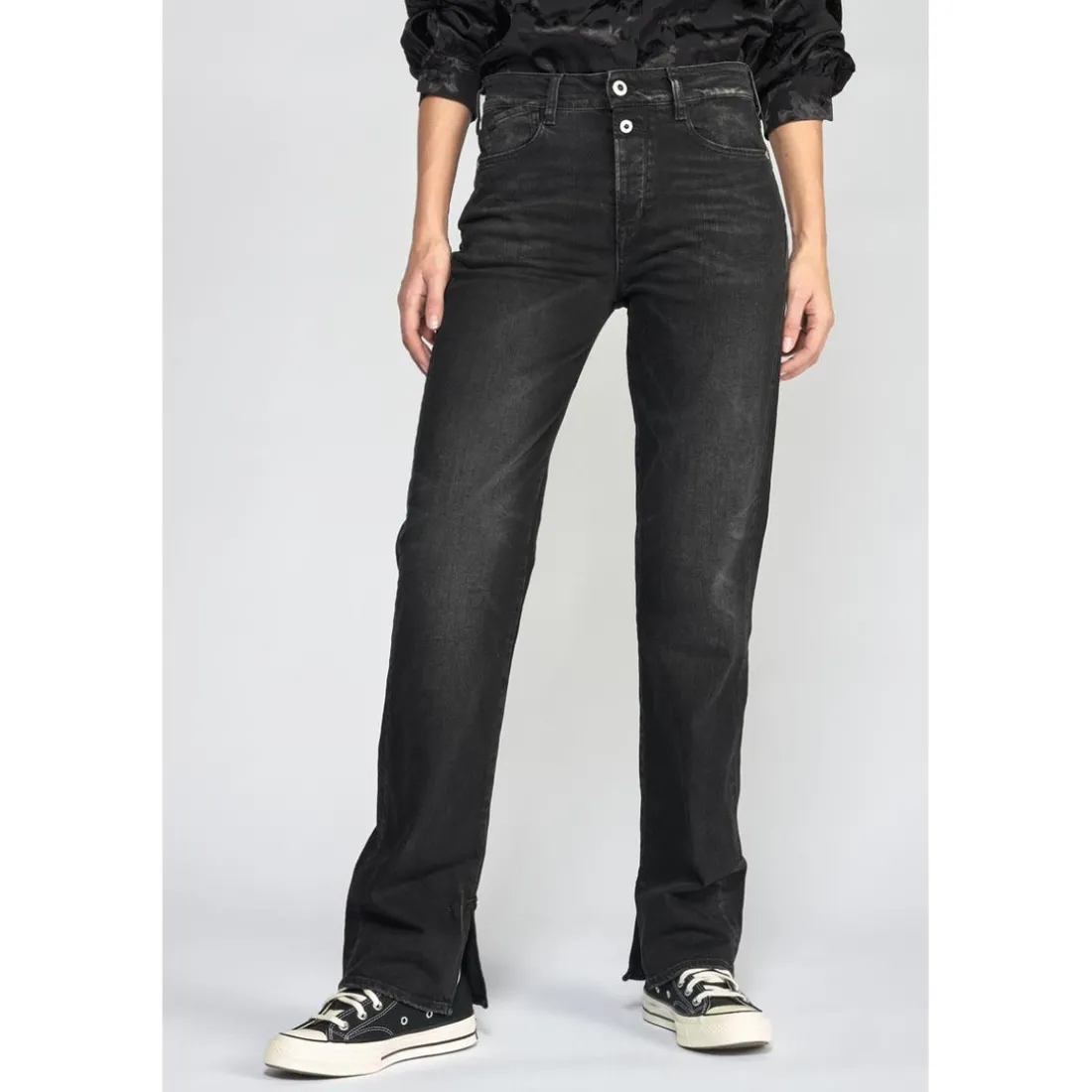 Jeans Lux 400/19 mom taille haute noir N°1 en coton