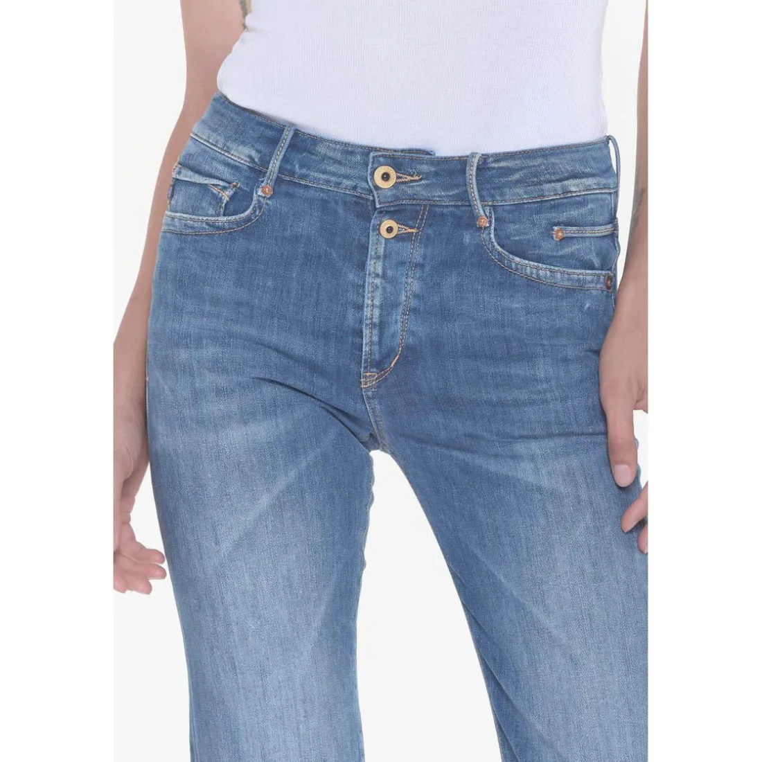 Jeans mom 400/18, 7/8ème bleu en coton Maia