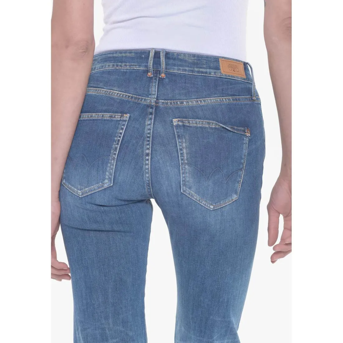 Jeans mom 400/18, 7/8ème bleu en coton Maia