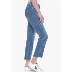 Jeans mom 400/18, 7/8ème bleu en coton Maia