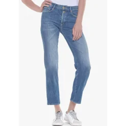 Jeans mom 400/18, 7/8ème bleu en coton Maia