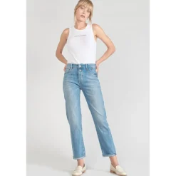 Jeans mom 400/18, 7/8ème bleu en coton Léa