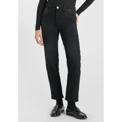 Jeans mom taille haute 7/8ème noir Ida en coton