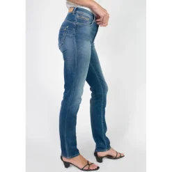 Jeans push-up regular, droit taille haute PULP, longueur 34 bleu en coton Demi