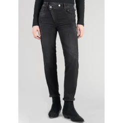 Jeans push-up regular, droit taille haute PULP, 7/8ème noir en coton