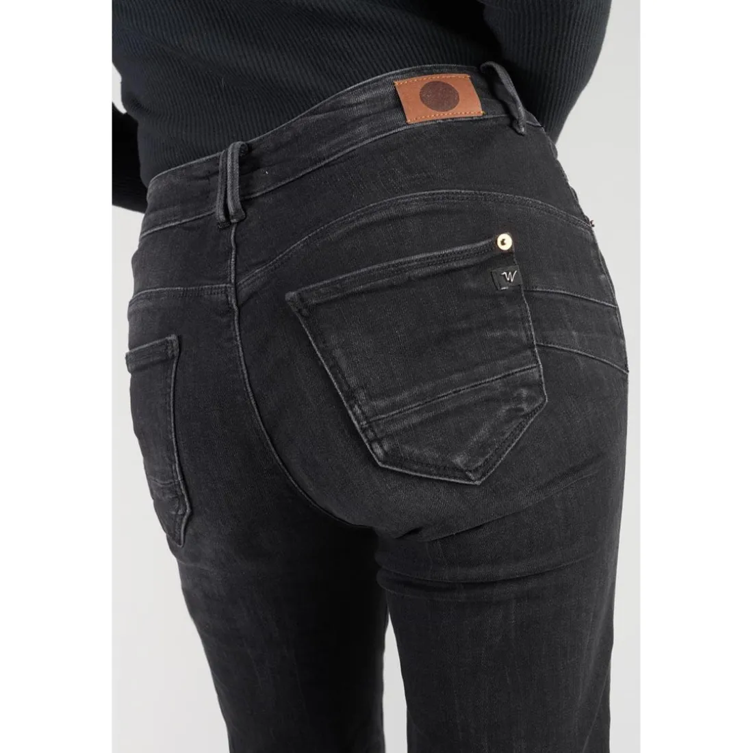 Jeans push-up regular, droit taille haute PULP, 7/8ème noir en coton