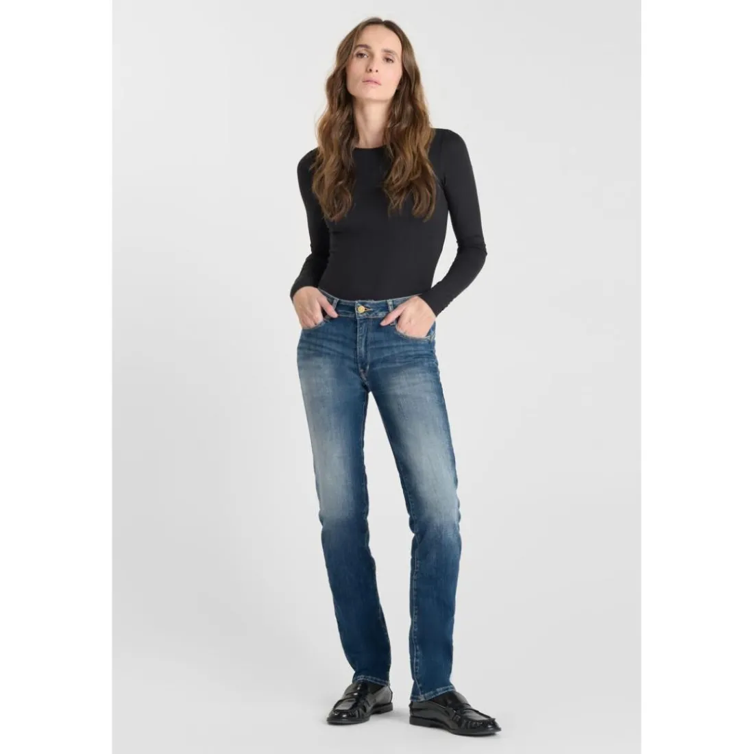 Jeans push-up regular, droit taille haute PULP, longueur 34 bleu Eva