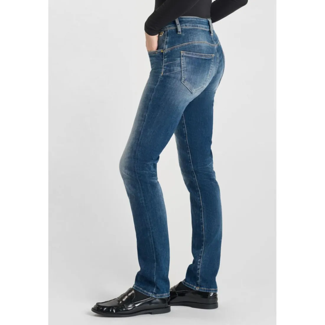 Jeans push-up regular, droit taille haute PULP, longueur 34 bleu Eva