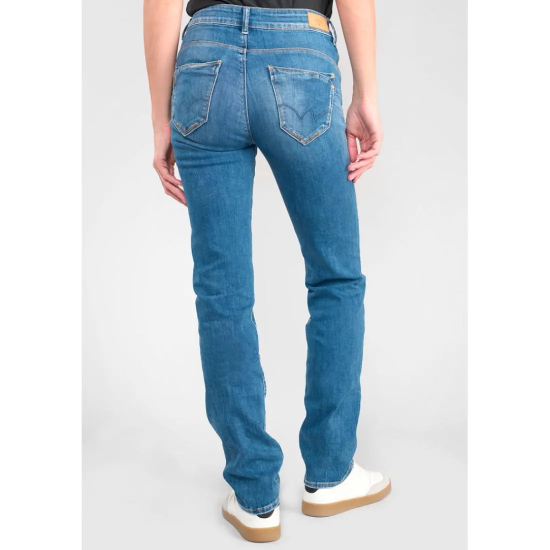 Jeans push-up regular, droit taille haute PULP, longueur 34 bleu Fern en coton