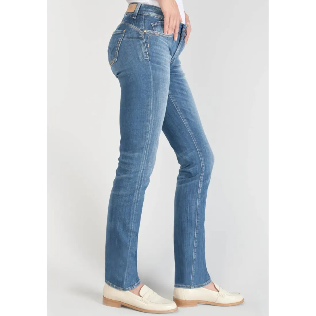 Jeans push-up regular, droit PULP, longueur 34 bleu en coton Ana